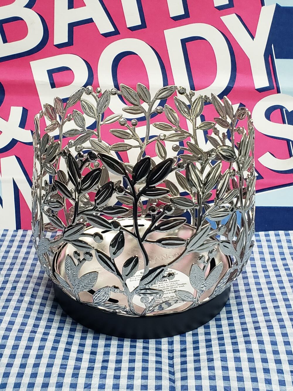 BBW Silver & Black Botanical Bling Vine Large 3 Wick Candle Holder Home Decor - Picture 1 of 1